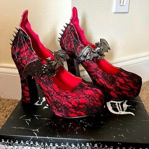 Demonia Red Satin-Blk Lace